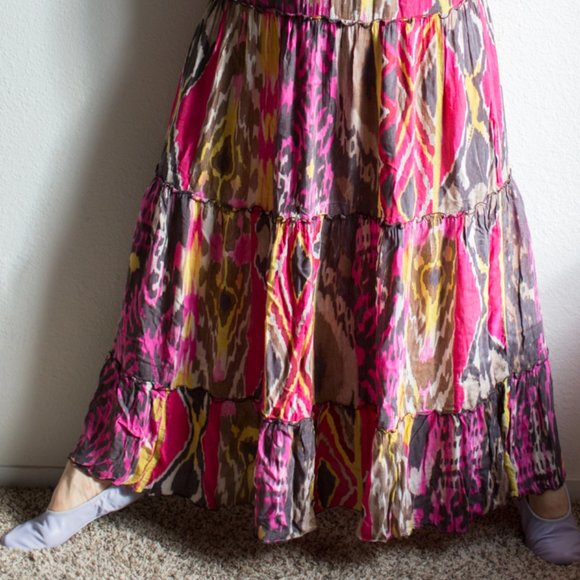 Vintage Miss Sixty Bohemian Tiered Maxi Skirt 28" Small Cottagecore Gypsy Hippie - Picture 6 of 16